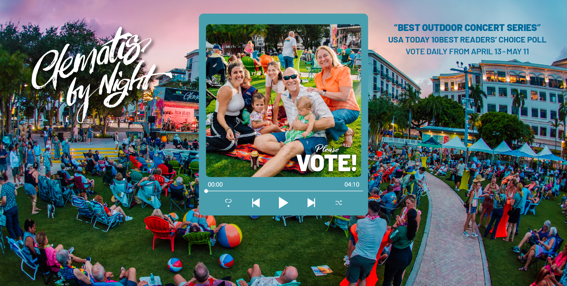 Please vote for Clematis by Night as Best Outdoor Concert Series - May 11