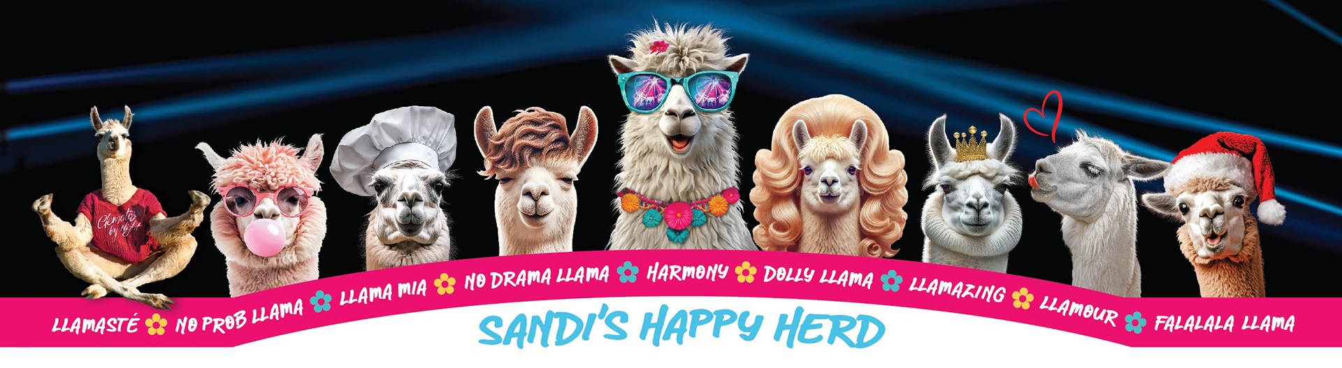 Harmony and her Happy Herd of Llamas