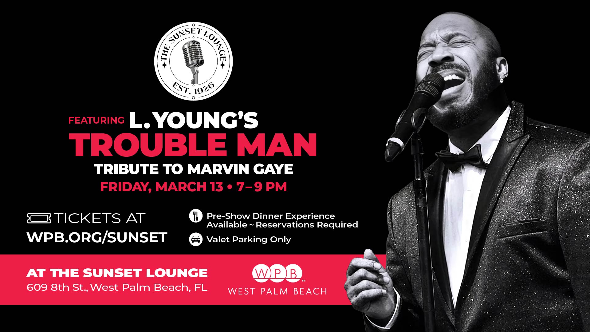 The Sunset Lounge presents L.Young-Trouble Man-MGaye Tribute