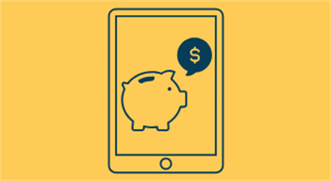 Piggy bank on a tablet