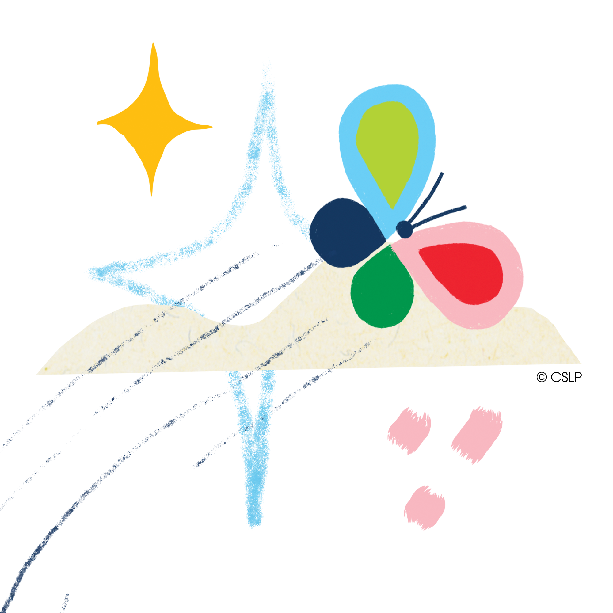 Butterfly flying with shapes