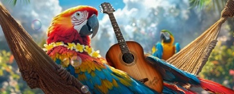 Parrot with guitar