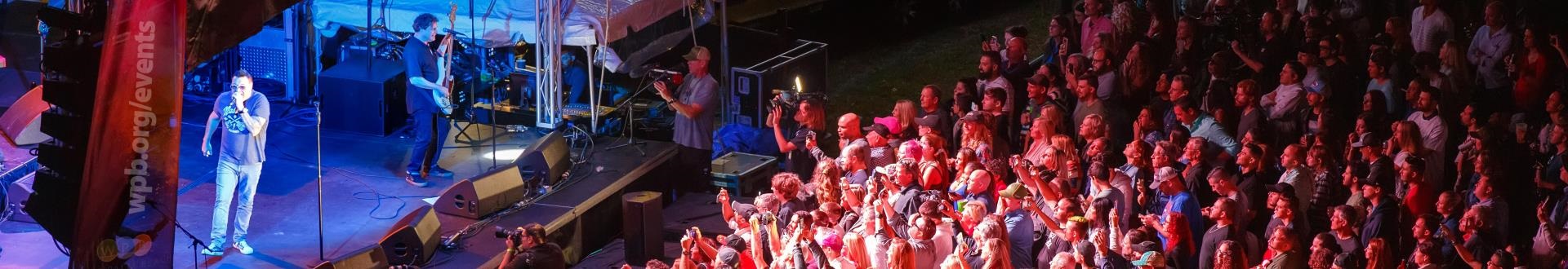 Aerial view of Clematis by Night concert featuring Smash Mouth.