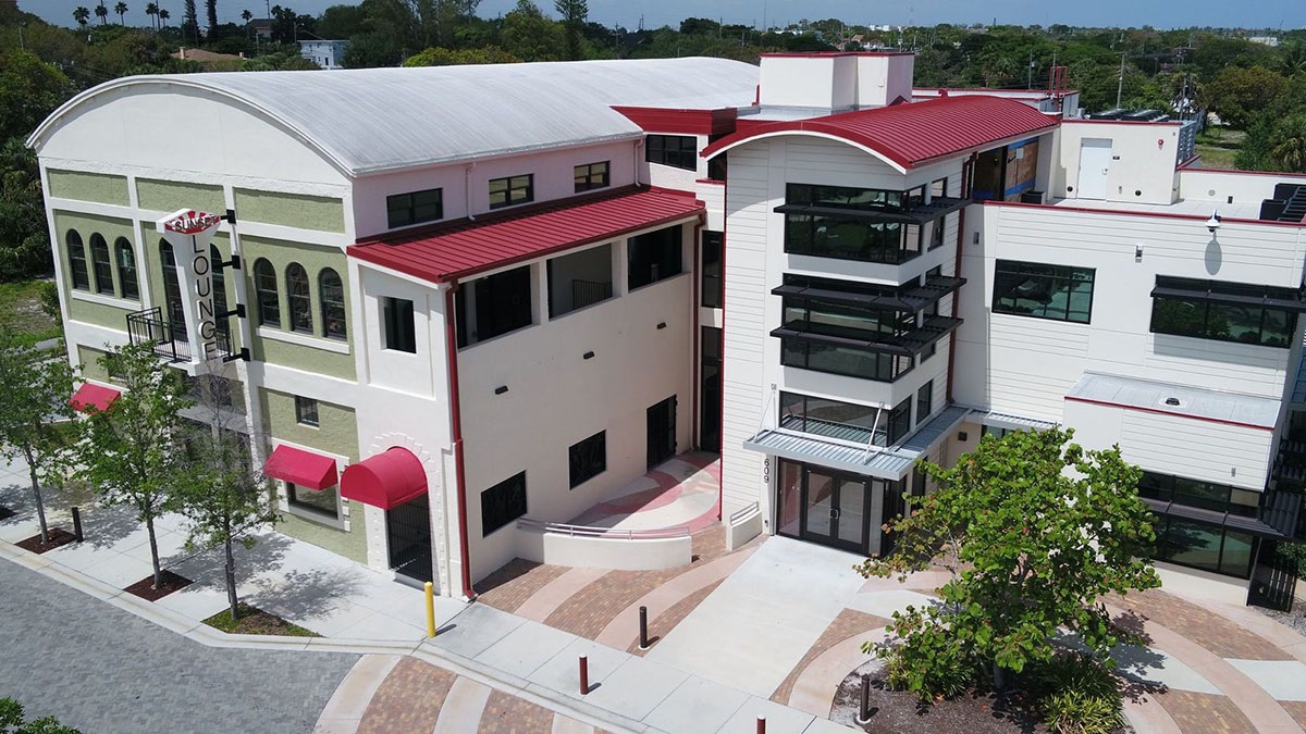 Aerial view of the Sunset Lounge from southeast looking northwest