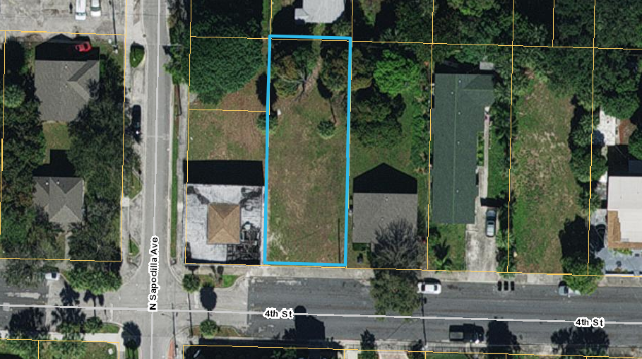 aerial view of vacant parcel at 634 4th Street