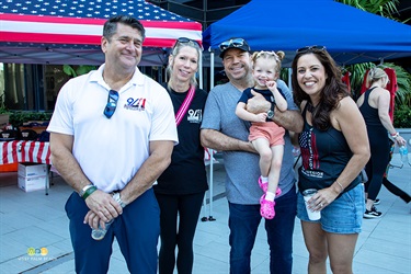 five people, including City Commissioners Christy Fox and Christina Lambert and her baby