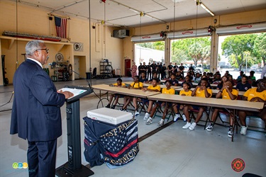 Mayor Keith A. James addresses the graduates at the Junior Alerts program