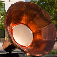large gramophone made from copper sheeting 