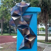 steel sculptures aim to invite a sense of play, discovery, and wonder