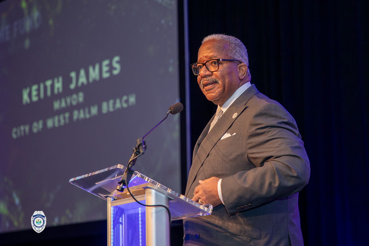 Mayor Keith A. James addresses the sold-out gathering