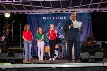 Mayor Keith A. James addresses the gathering at Winter in Paradise in Heart & Soul Park.
