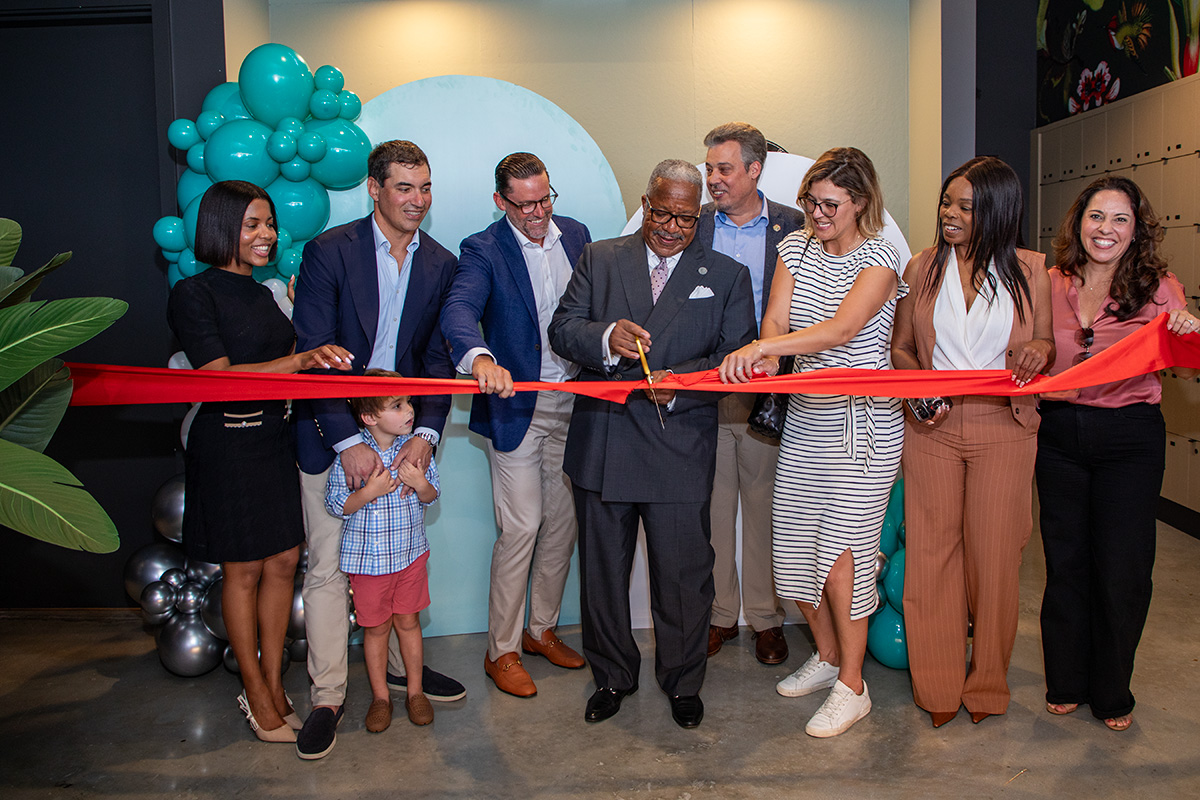 Kemissa Colin, Affiliated Development, VP of Development, Nick Rojo, Affiliated Development President, with his son, Jeff Burns, Affiliated Development CEO, Mayor Keith A. James, Armando Fana, West Palm Beach Deputy City Administrator, City Commissioner Cathleen Ward, City Commissioner Shalonda Warren, and former City Commissioner Christina Lambert.