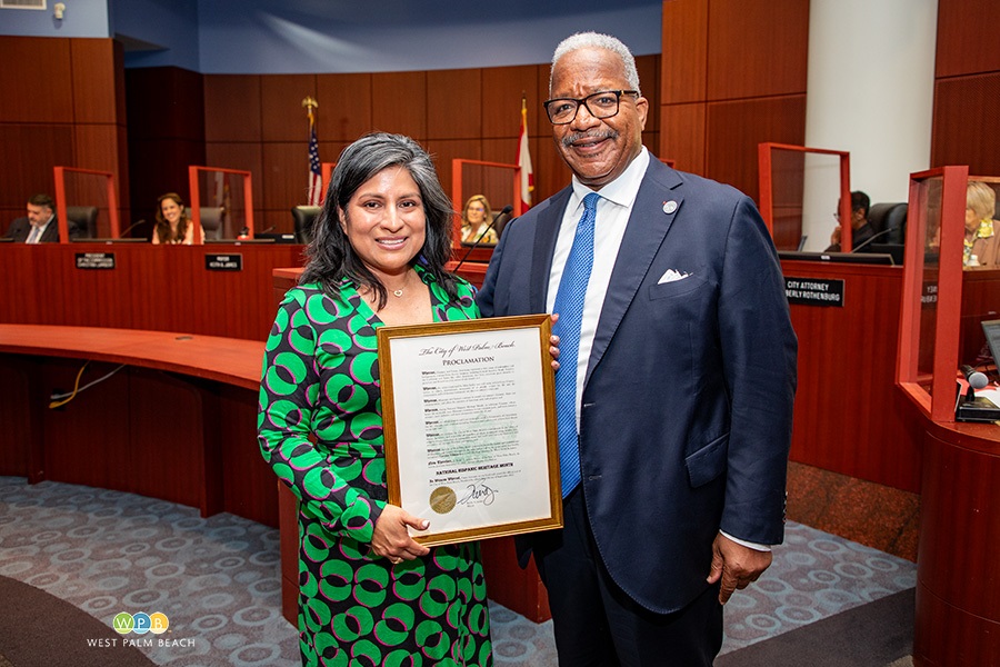 Caroline Villanueva and Mayor Keith A. James-a