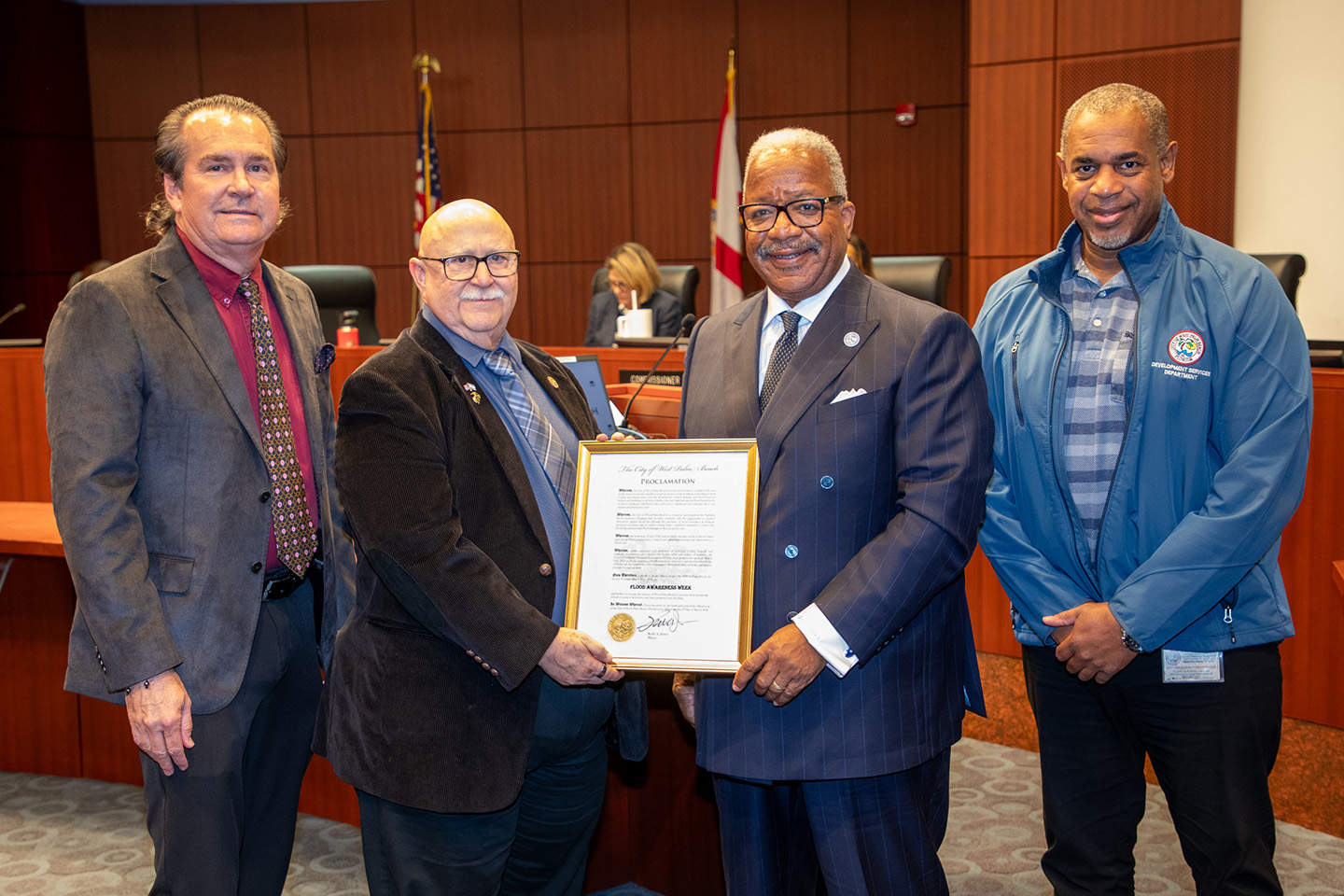 Robert Norberg, Ralph Wall, Mayor Keith A. James and Robert A. Brown
