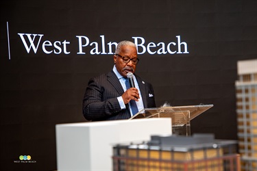 Mayor Keith A. James addresses the news conference