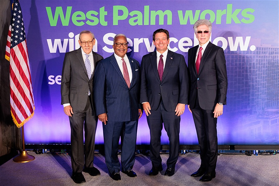 Stephen Ross, Mayor Keith A. James, Governor Ron DeSantis, and Bill McDermott