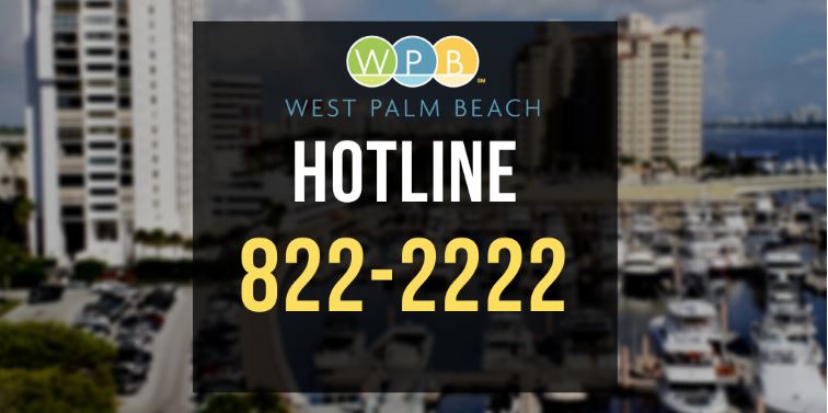 Graphic showing hotline number 561-822-2222 Graphic showing hotline number